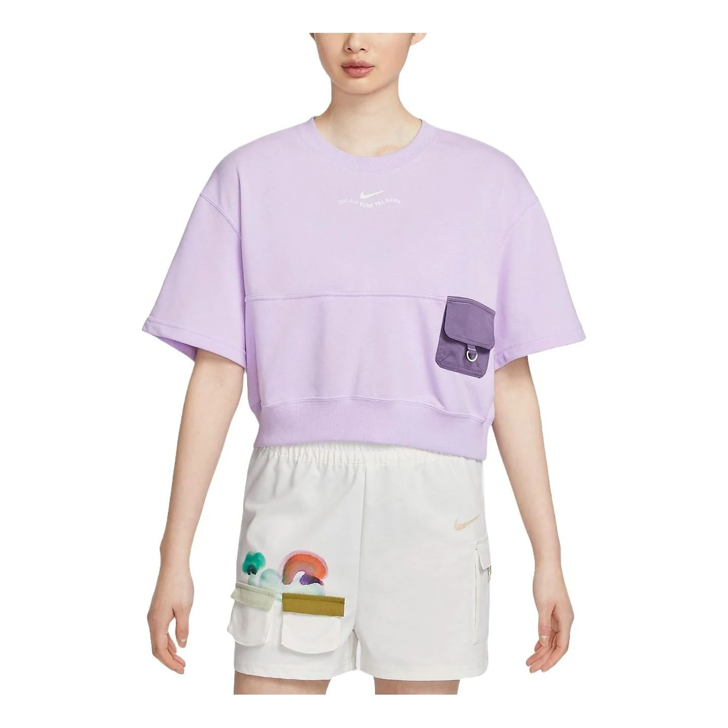 (WMNS) Nike Sportswear French Terry T-shirt Asia Sizing 'Purple' HF6176-517 - 1