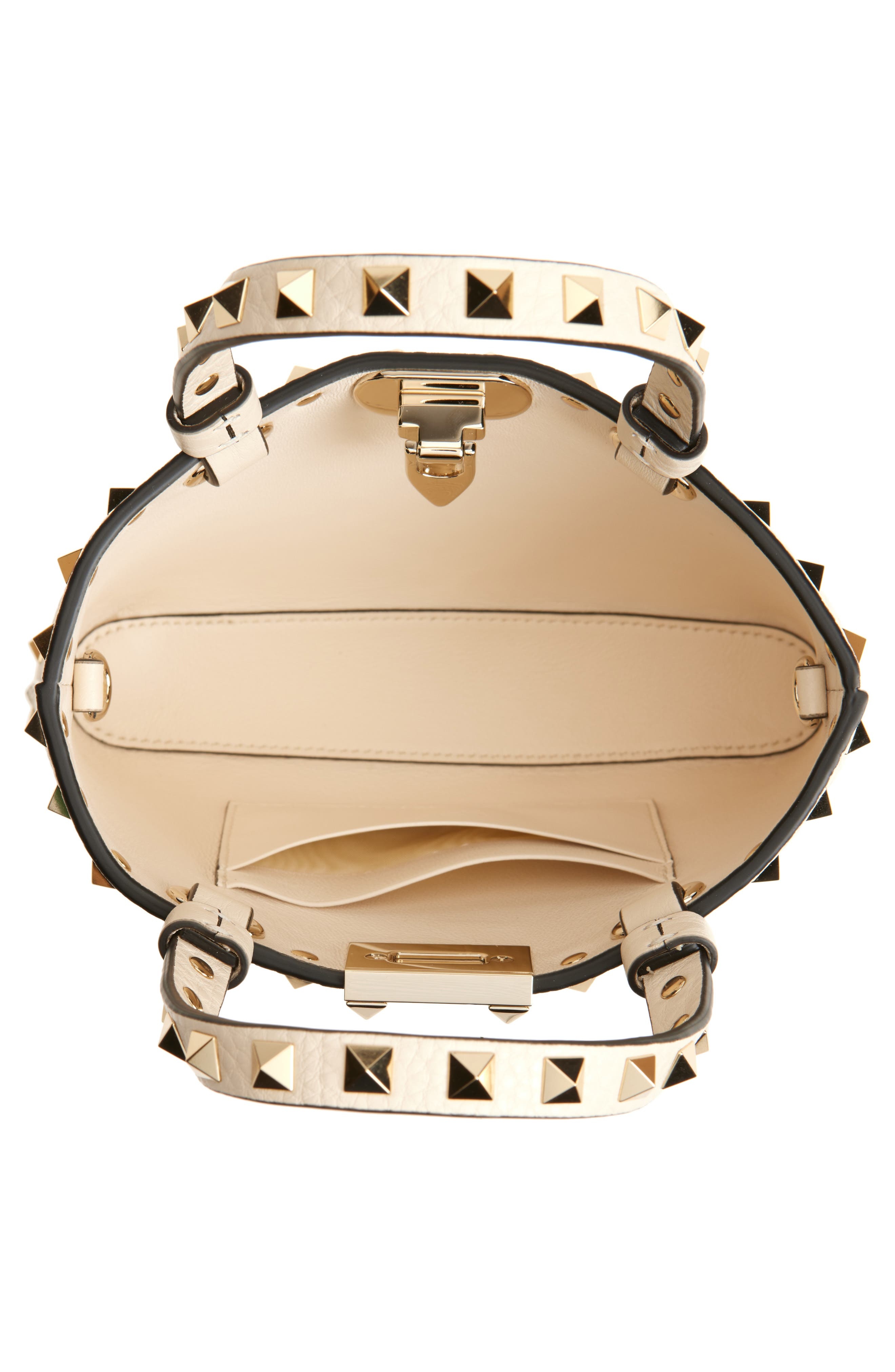 Valentino Garavani Mini Rockstud Leather Top Handle Bag in Light Ivory at Nordstrom - 6