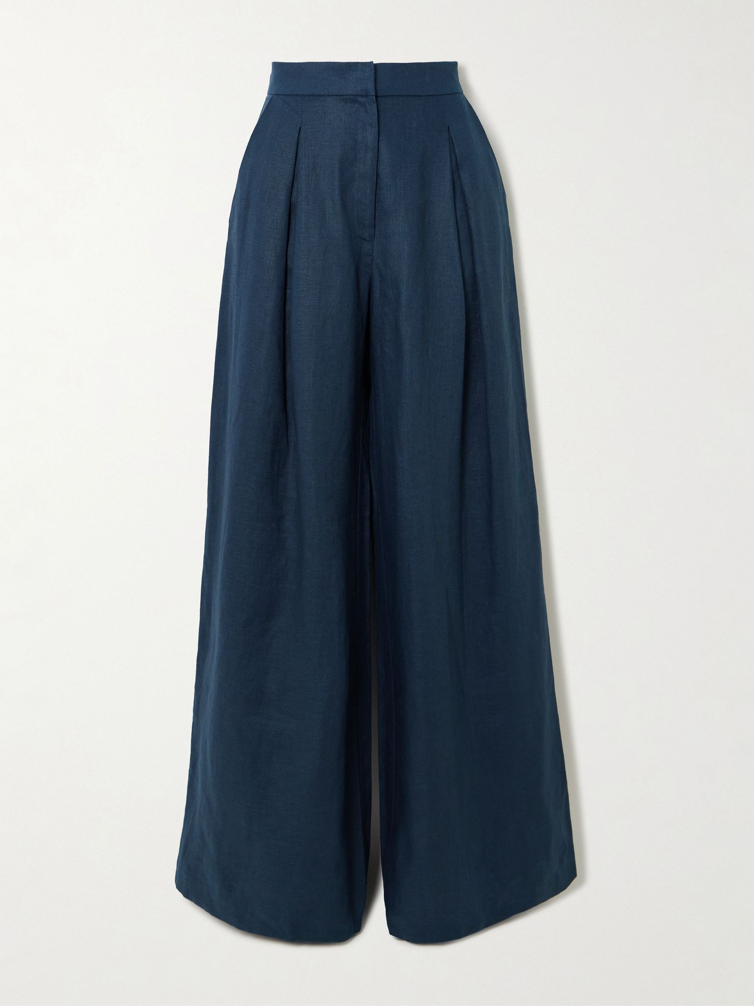 Una Metafora pleated linen wide-leg pants Navy - 1