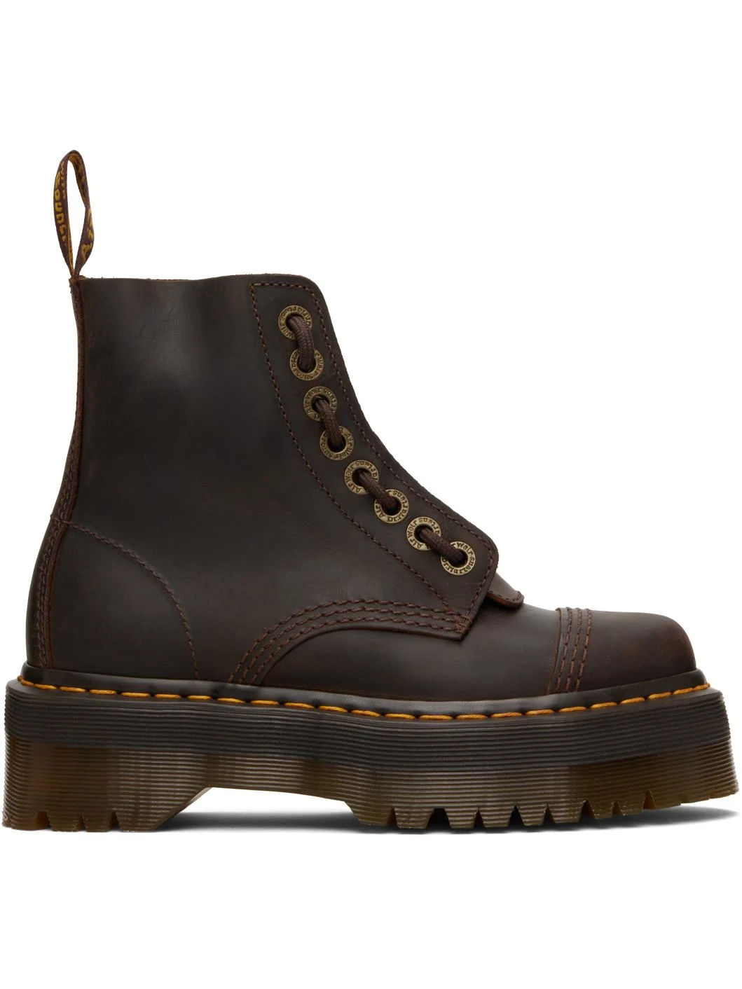 Brown Sinclair Crazy Horse Leather Platform Boots - 1