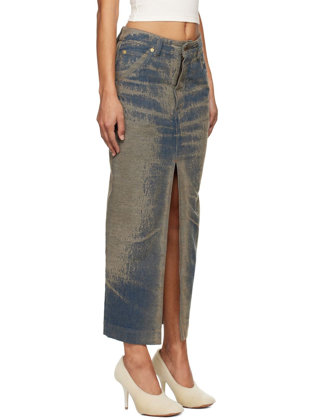 Blue Erika Jacquard Denim Midi Skirt - 2