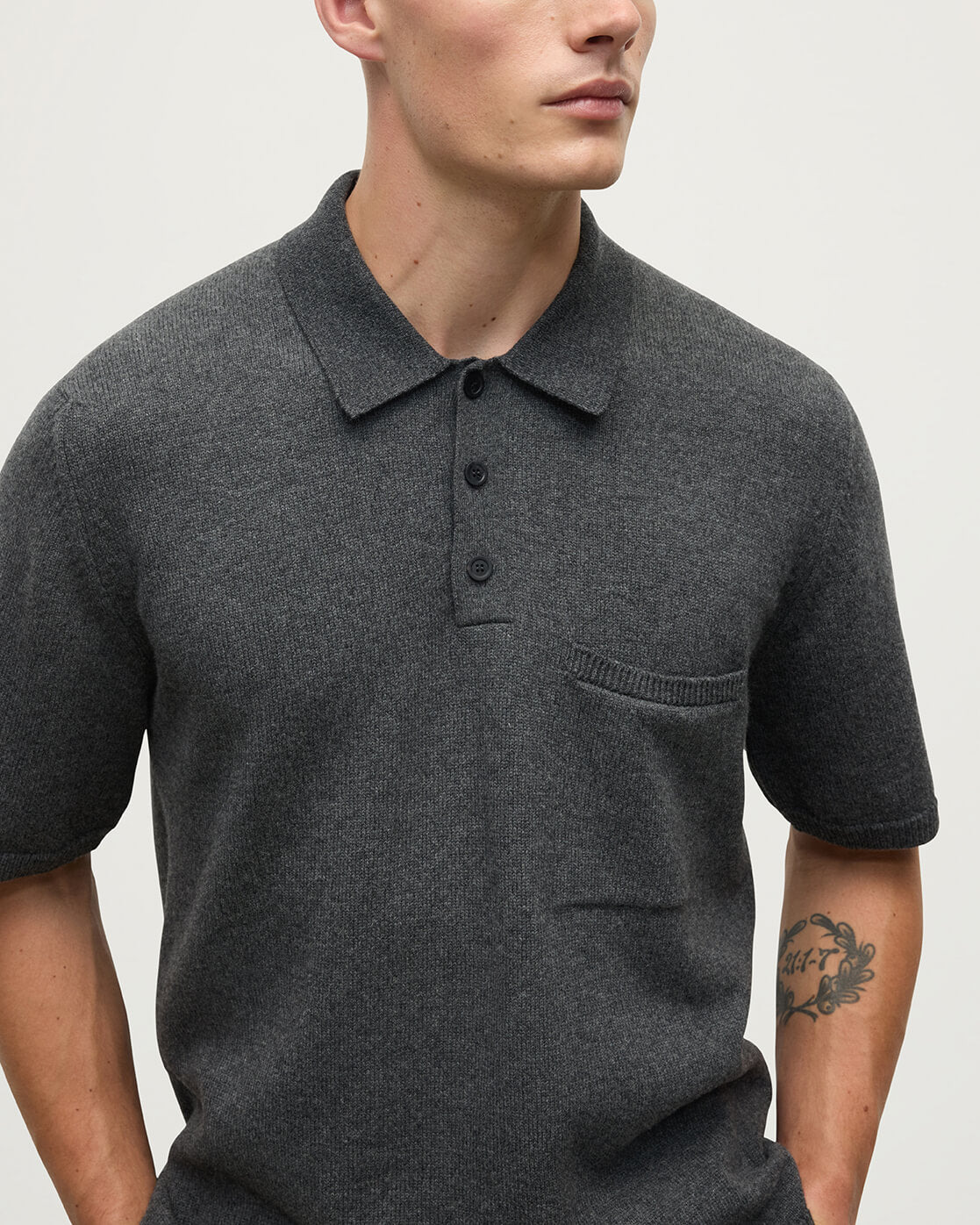Superfine Merino Relaxed Grey Polo Shirt - 5