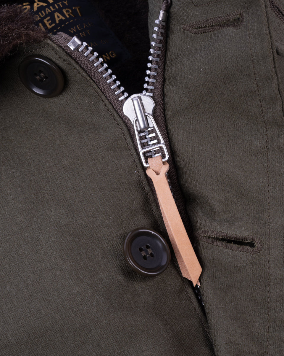 IHM-37-GRN Oiled Whipcord N1 Deck Jacket - Army Green - 15
