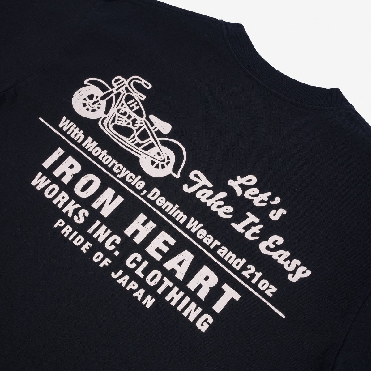 IHT-2404-BLK 7.5oz Printed Loopwheel Crew Neck T-Shirt - Black - 6