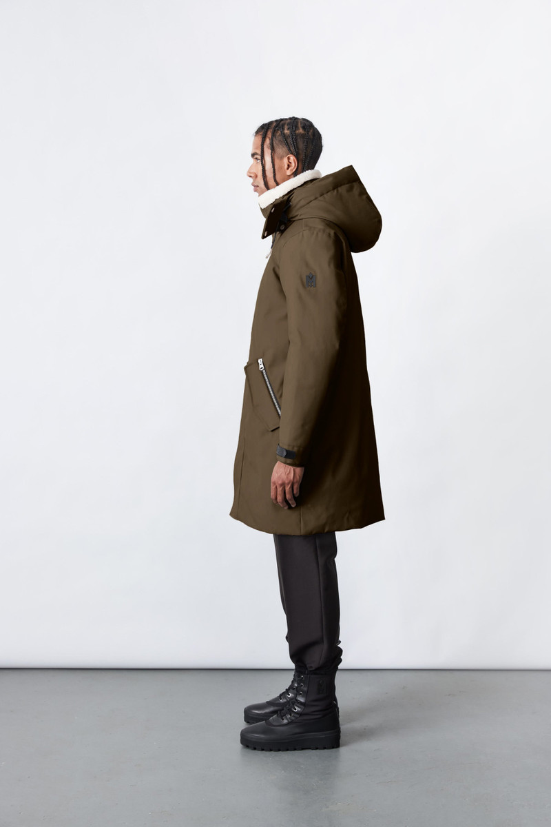 KASON Twill down parka with sheepskin lined collar for men 3