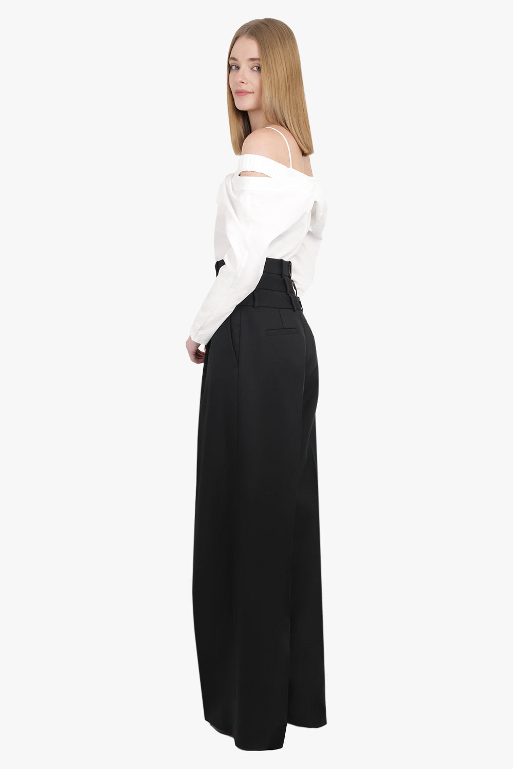 OFF SHOULDER BOW DETAIL L/S TOP | WHITE - 5