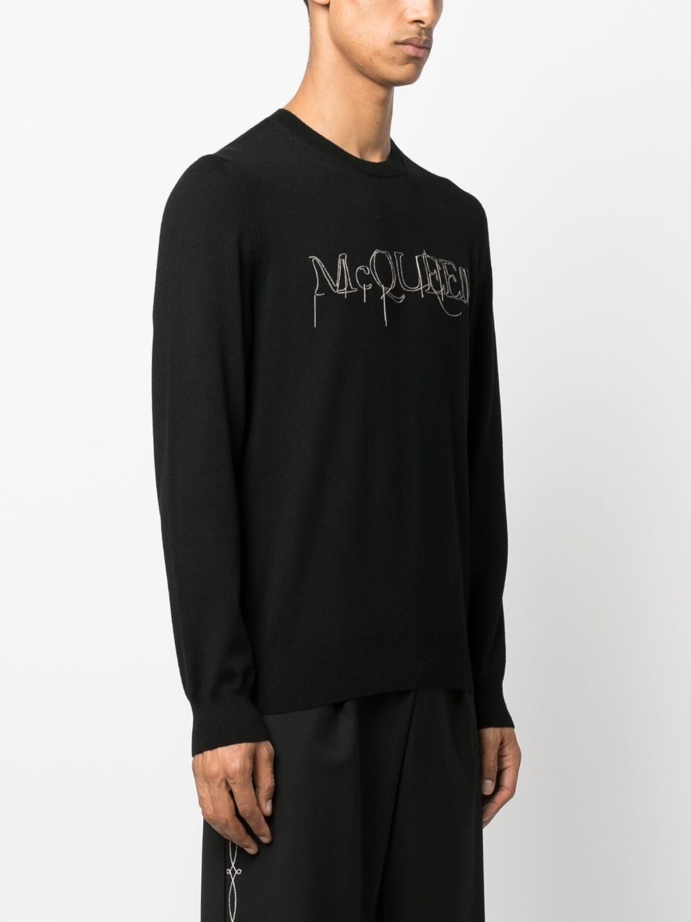 embroidered-logo cotton jumper - 3