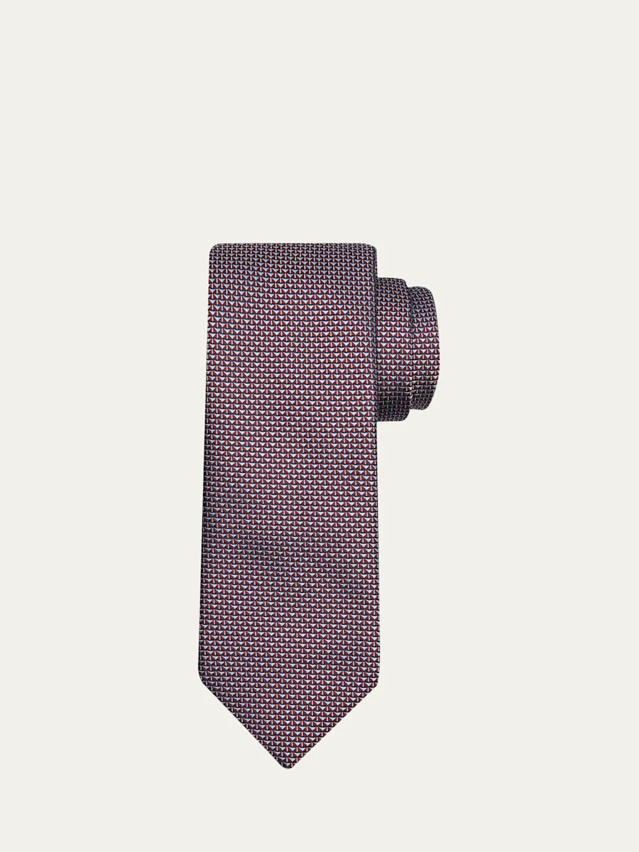Men's Micro Triangle Silk Jacquard Tie - 1