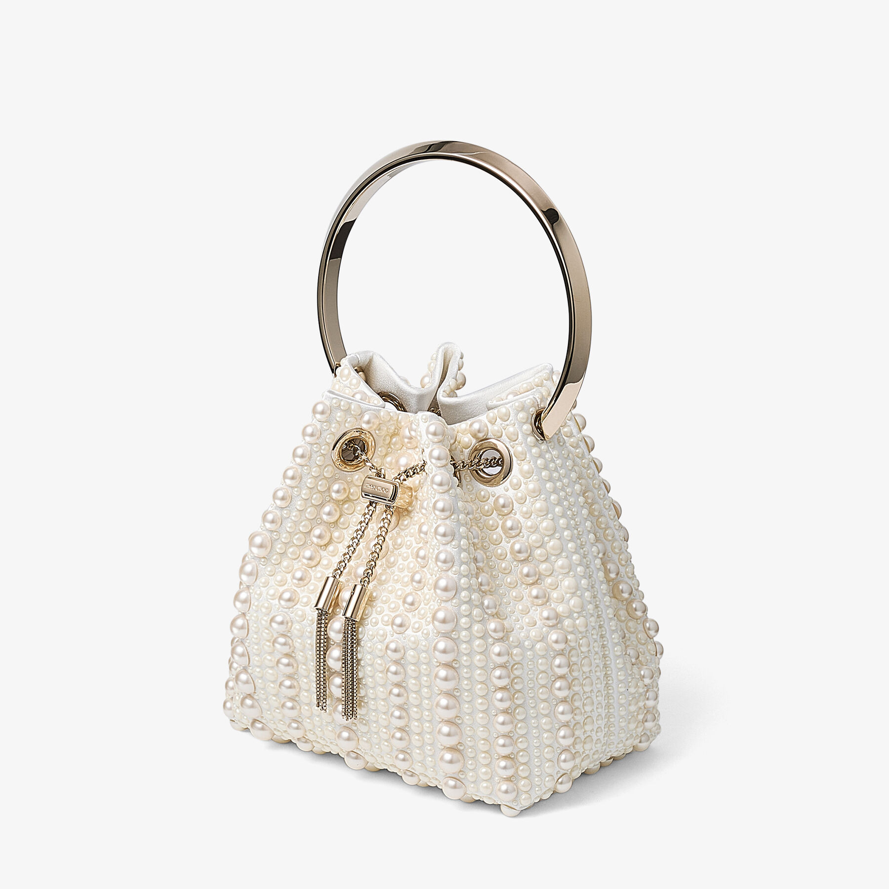 Bon Bon
Ivory Satin Bag with All-Over Pearls - 2