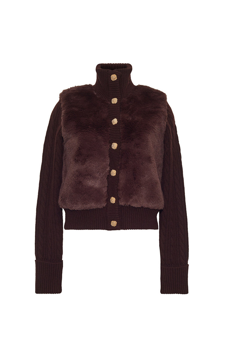 Logan Jacket Faux Fur, Cableknit—Texture, Elevated 1