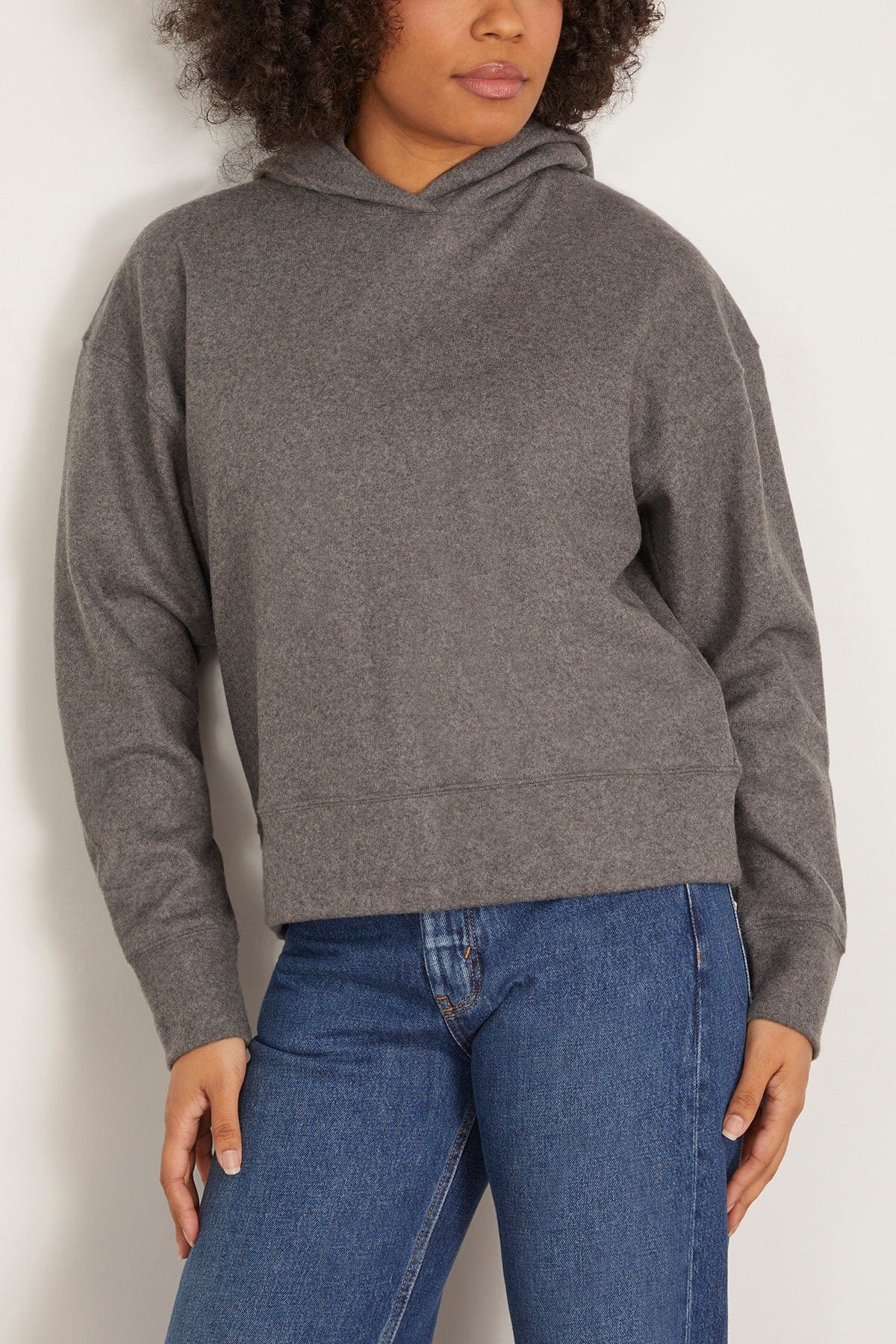 Wool Hooded Sweater in Grey Melange - 3