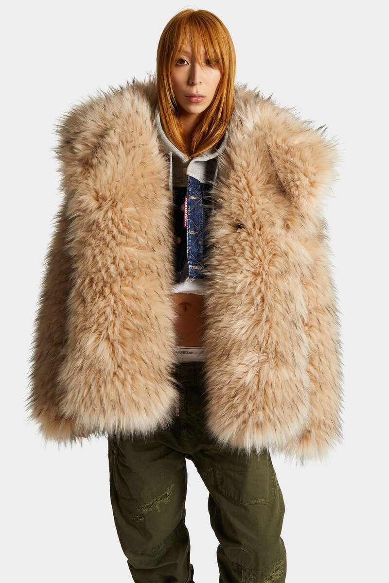 MAXI FAUX WOLF COAT - 3
