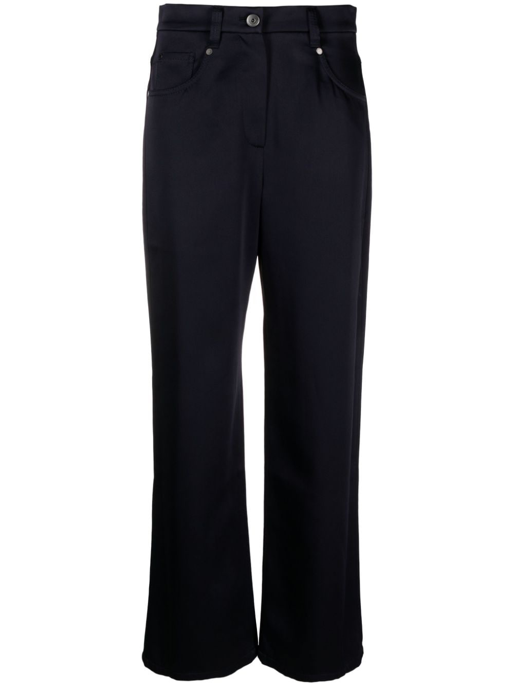 straight-leg satin-finish trousers - 1