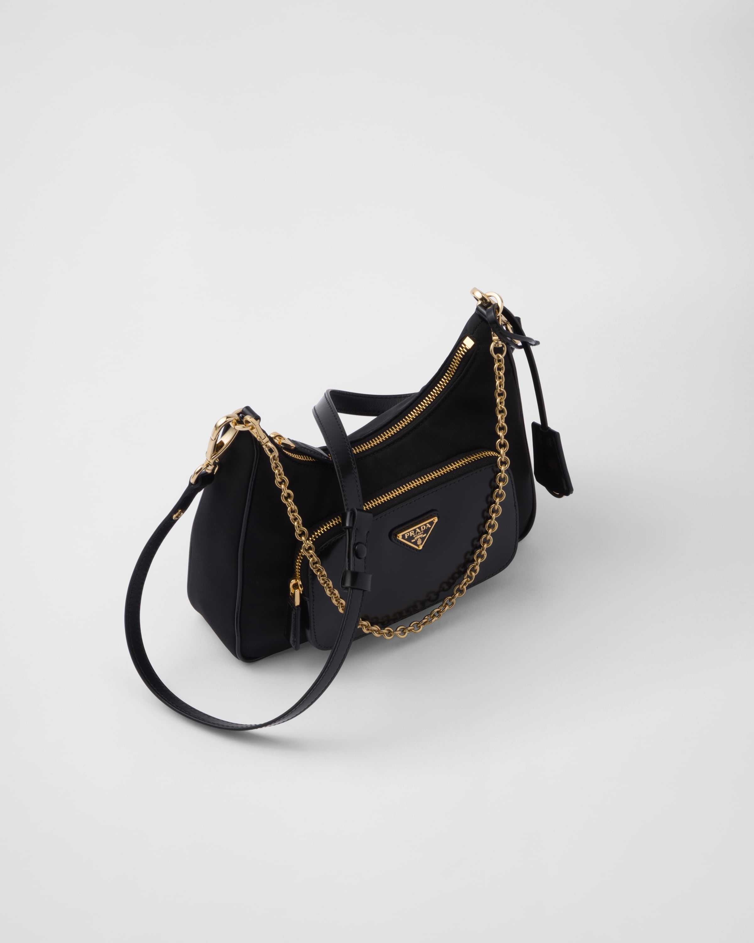 Prada Nylon Saffiano Leather Black Nylon Mini Bag