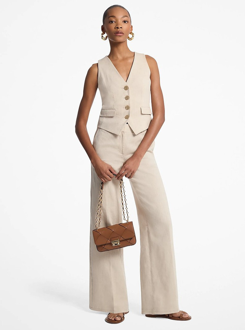 Linen and Cotton Twill Wide Leg Pants 1