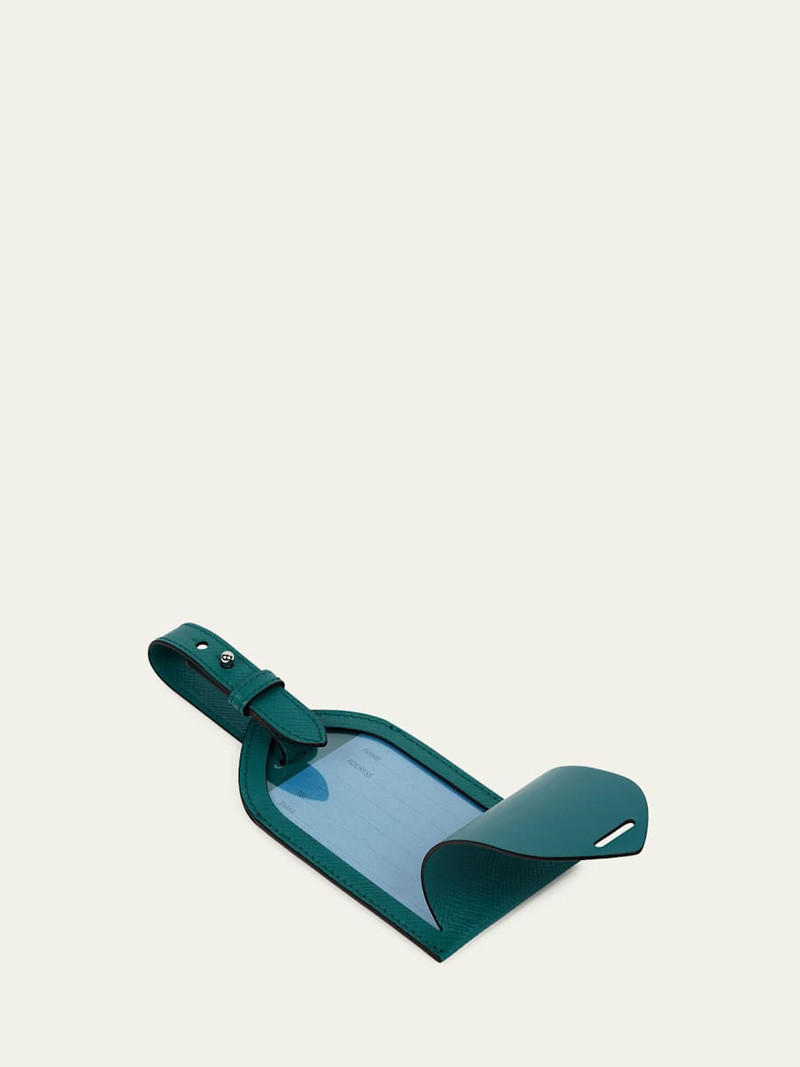 Smythson Panama Leather Luggage Tag, Petrol outlook