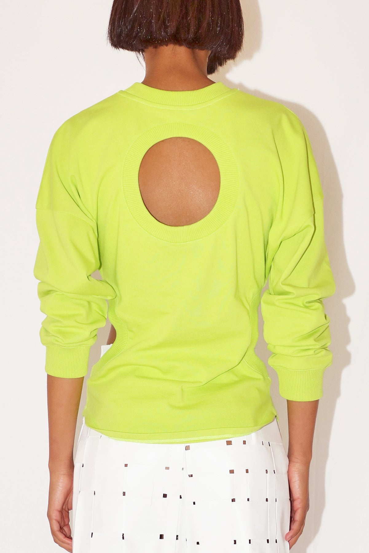 LONG SLEEVE JERSEY TOP WITH CUTOUT DETAIL ACID LIME - 8