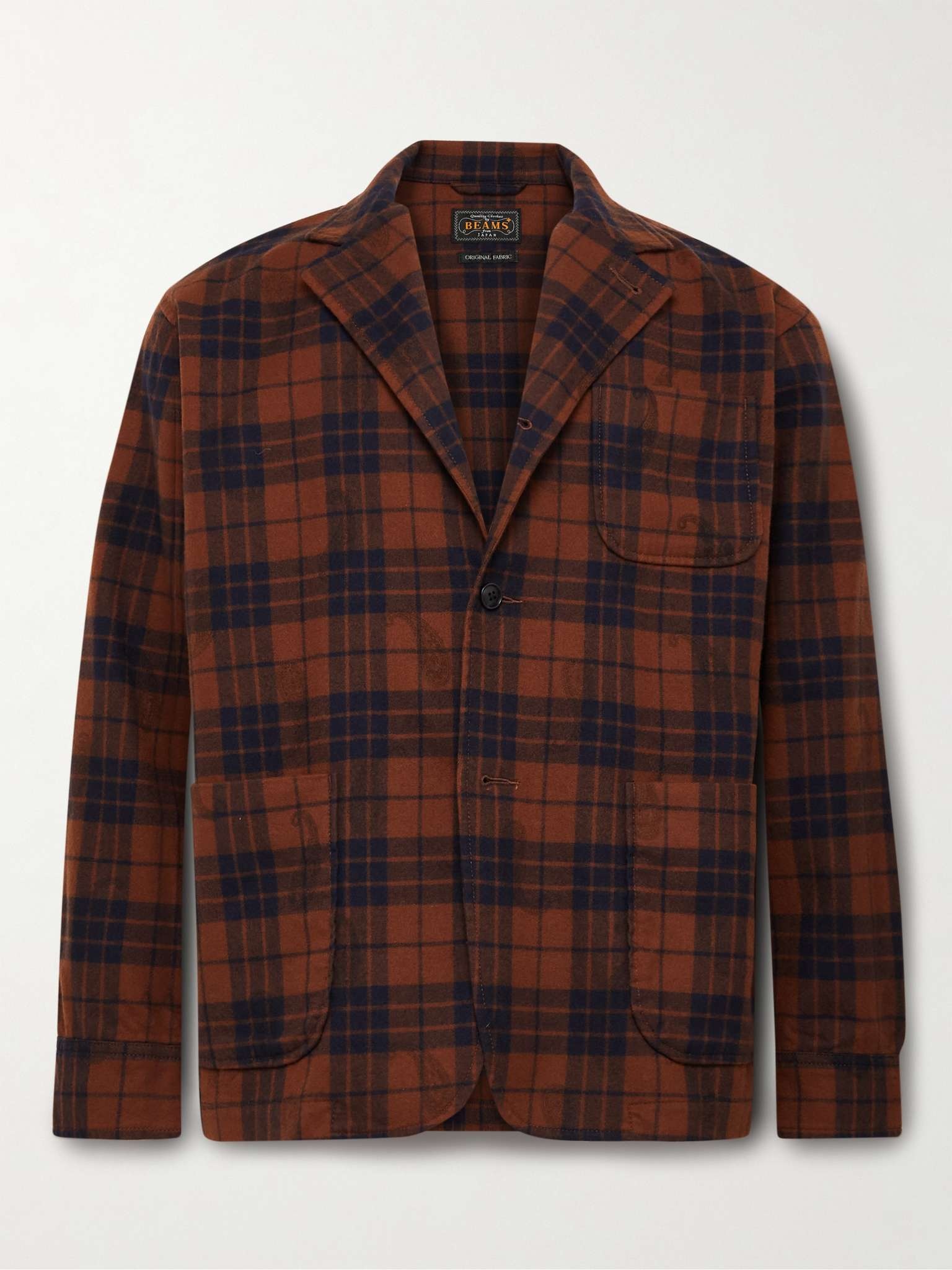 Unstructured Checked Wool-Blend Flannel Blazer - 1