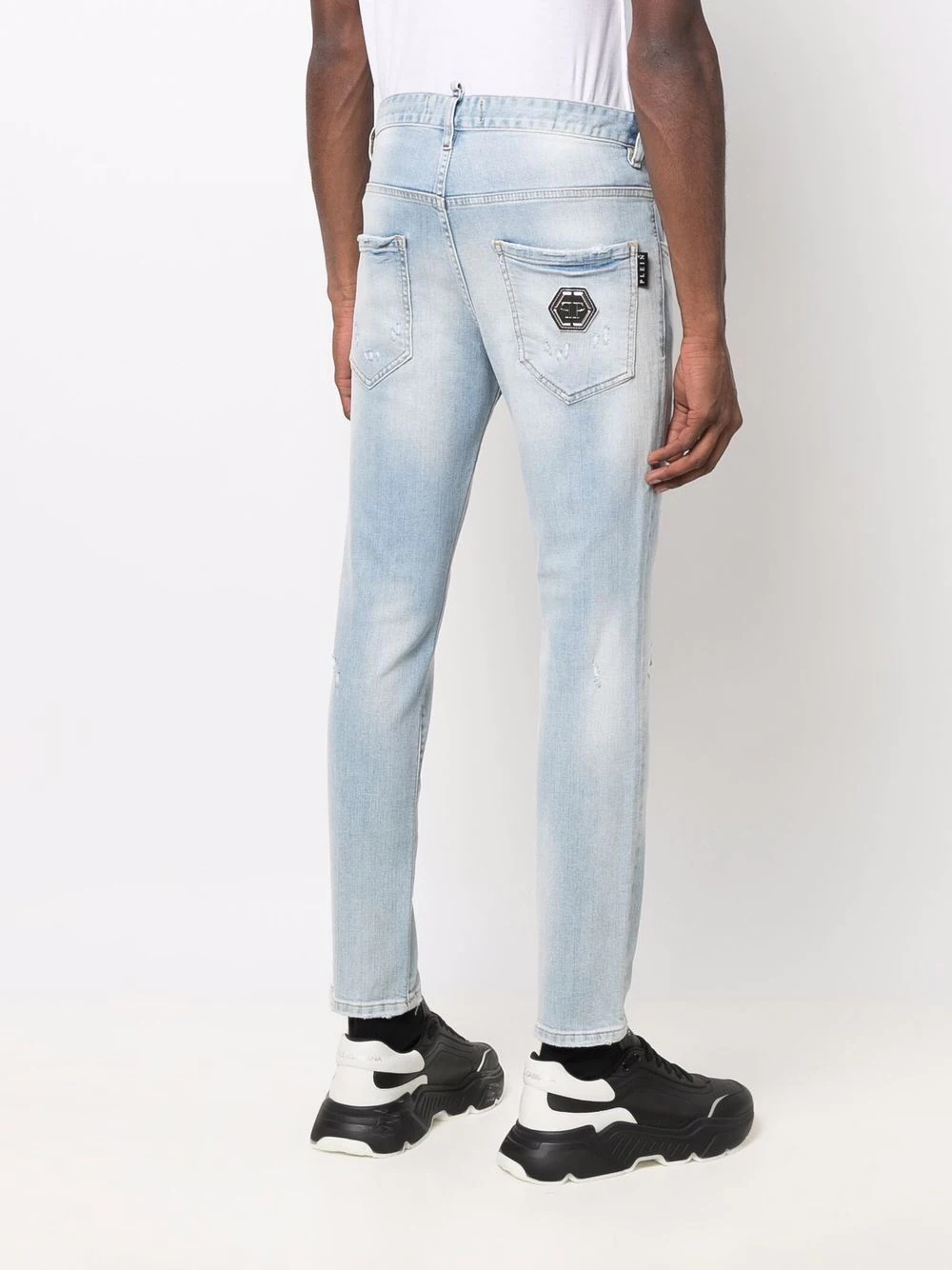 skinny-cut washed jeans - 4