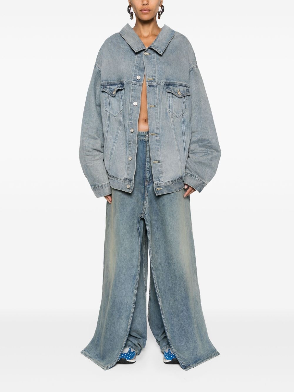off-shoulder denim jacket - 3