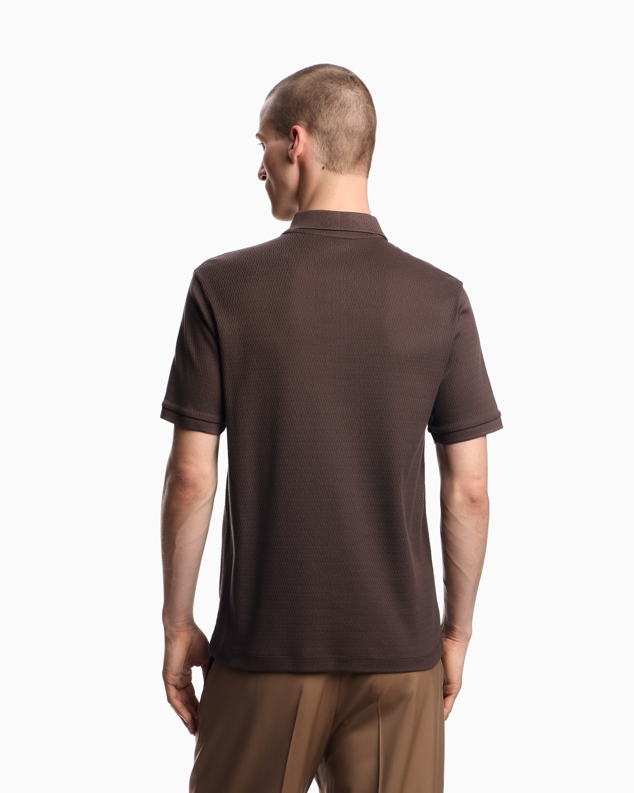 JERSEY POLO SHIRT WITH VERTICAL JACQUARD MOTIF - 3