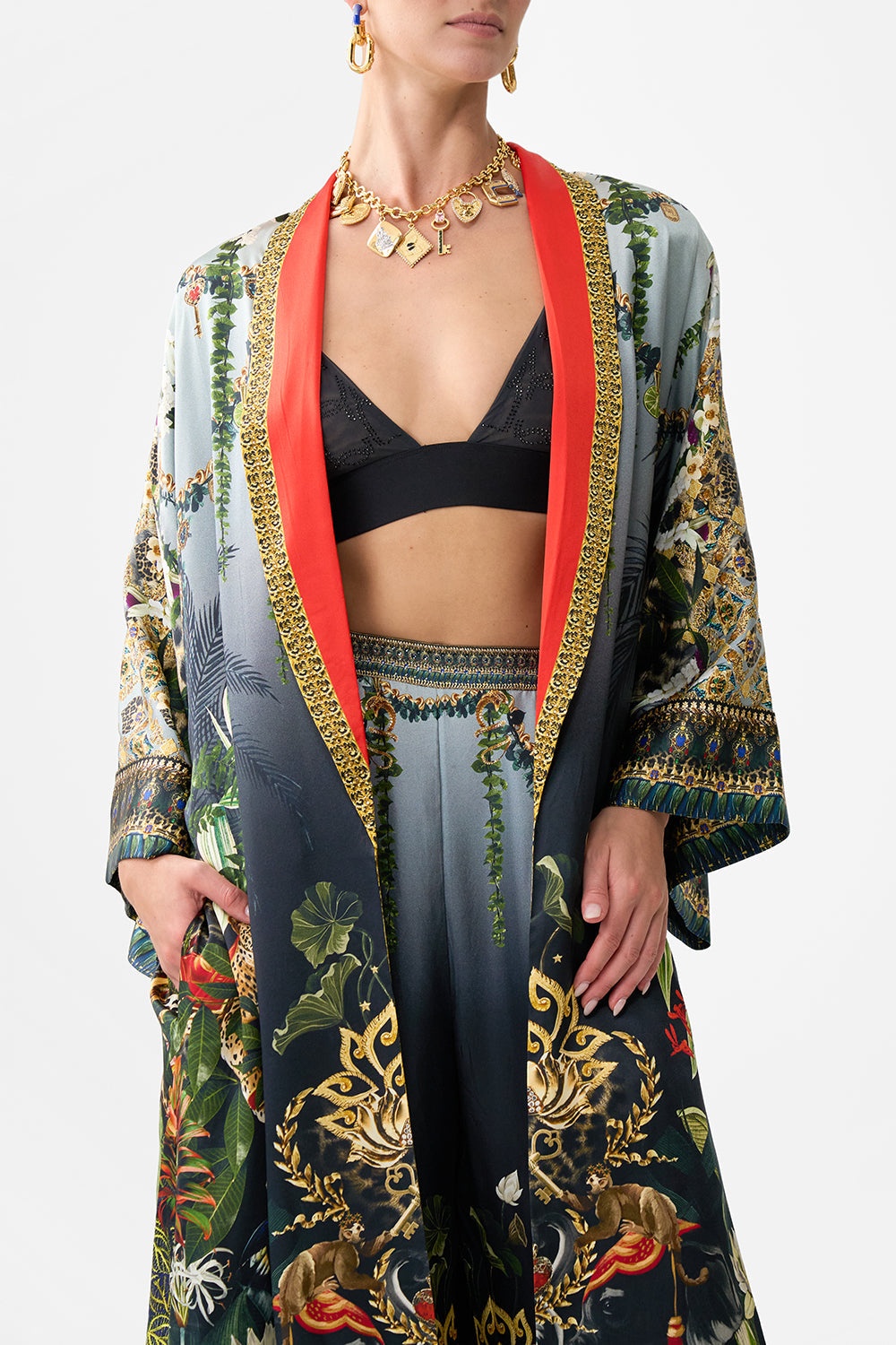 LONG ROBE WITH NARROW COLLAR - 5