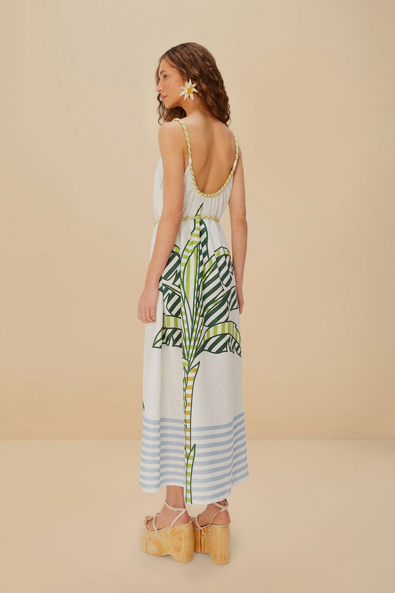 Off-White Banana Tree Euroflax™ Premium Linen Maxi Dress 4