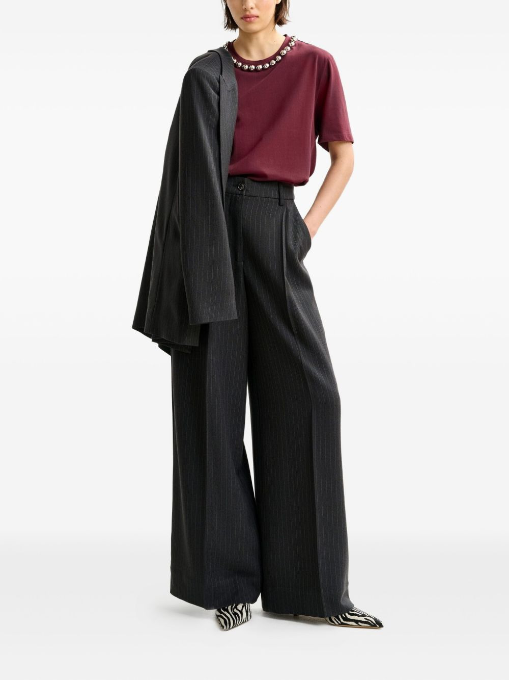 pleated pinstripe-pattern trousers - 2