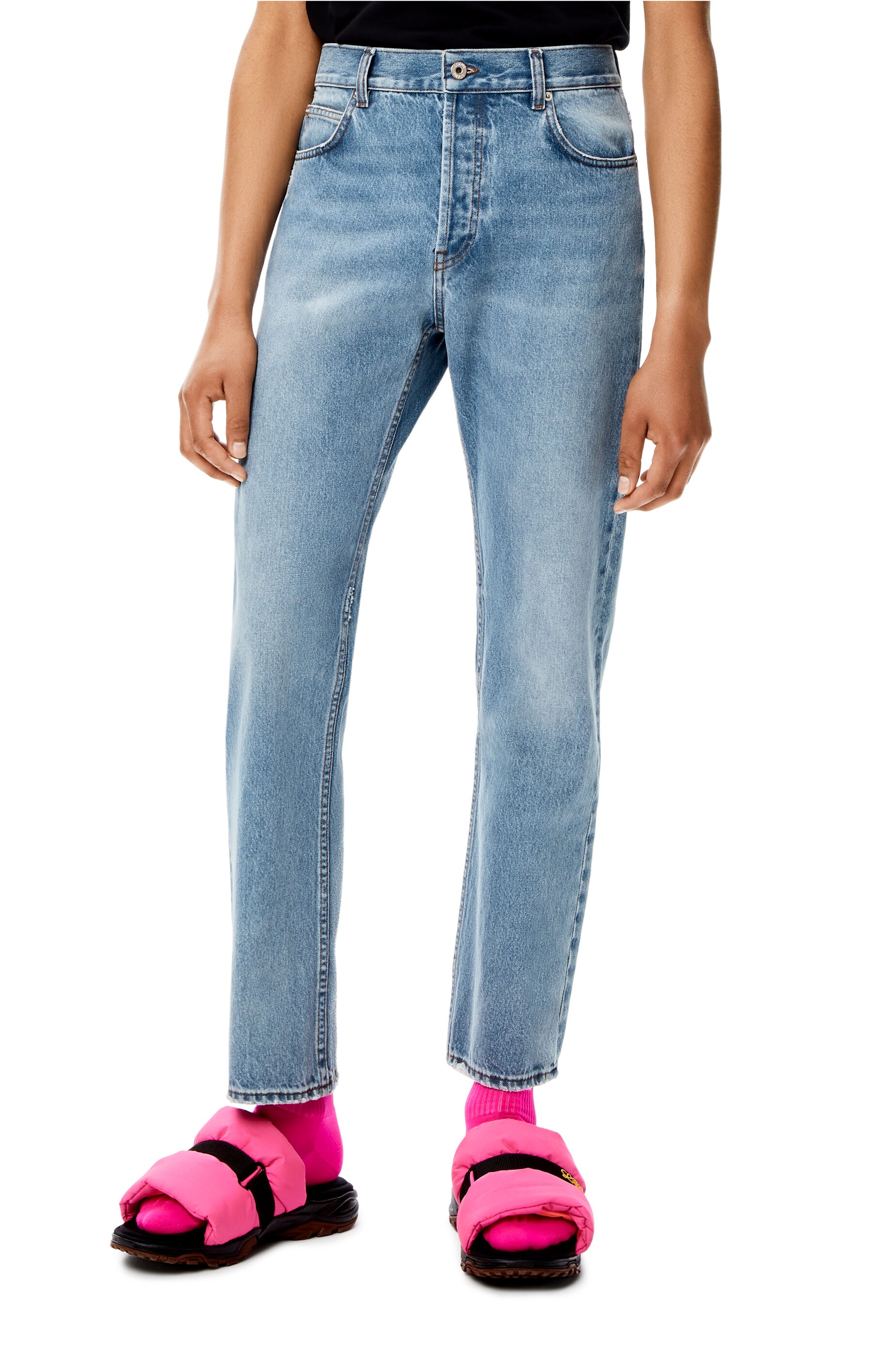 Tapered light wash jeans in cotton - 3