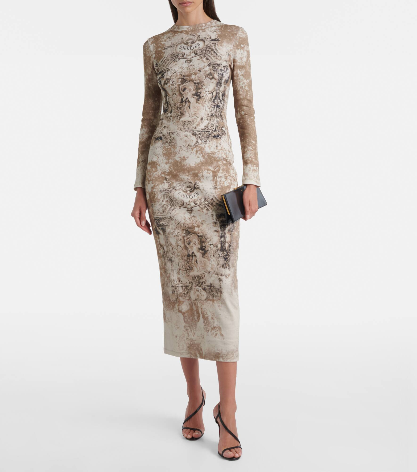 Médaillon cotton-blend jersey midi dress - 2