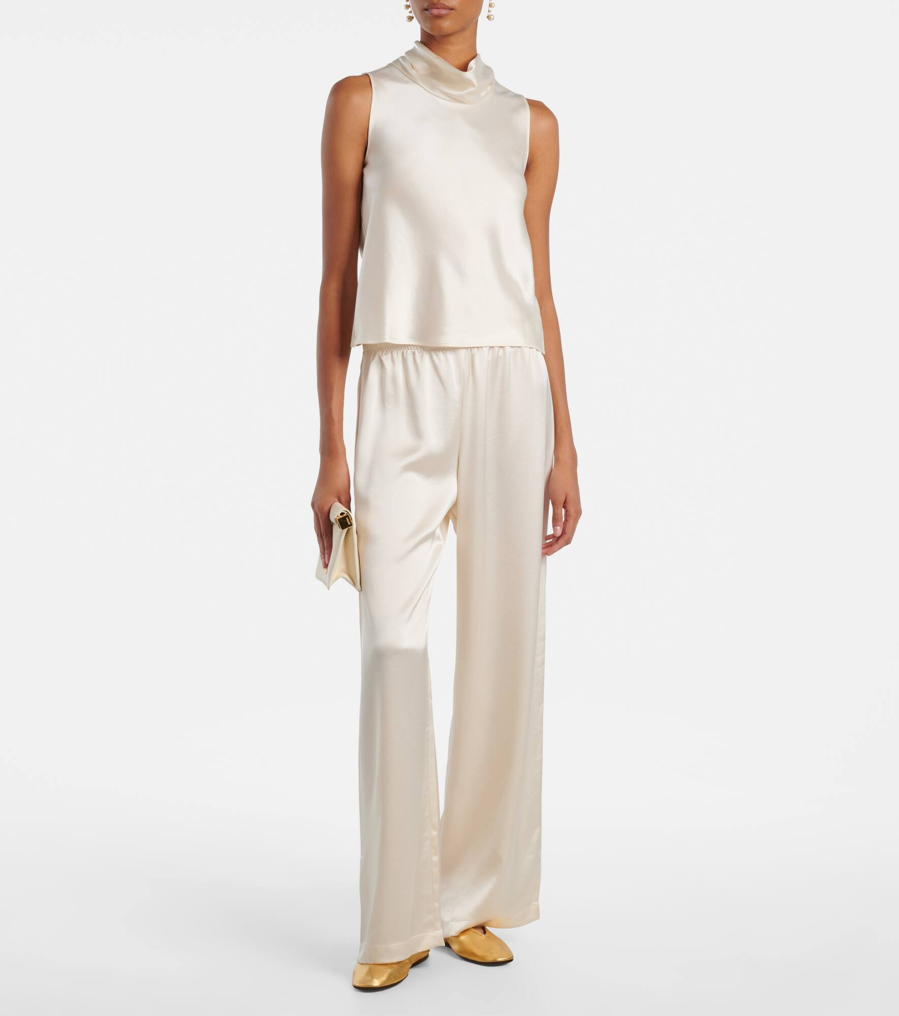 Barb mid-rise satin wide-leg pants - 2