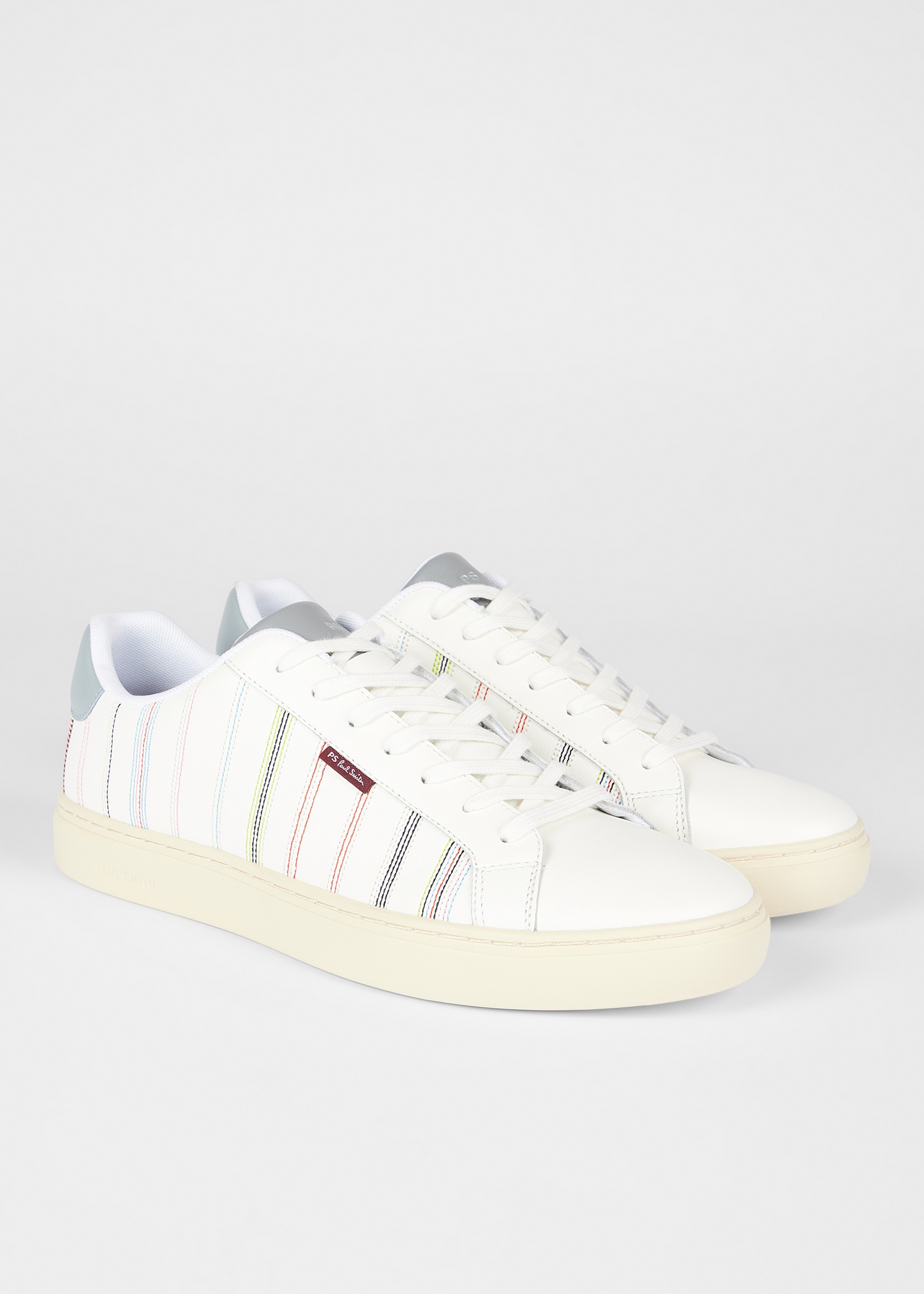 White 'Embroidered Stripe' Leather 'Rex' Trainers - 4