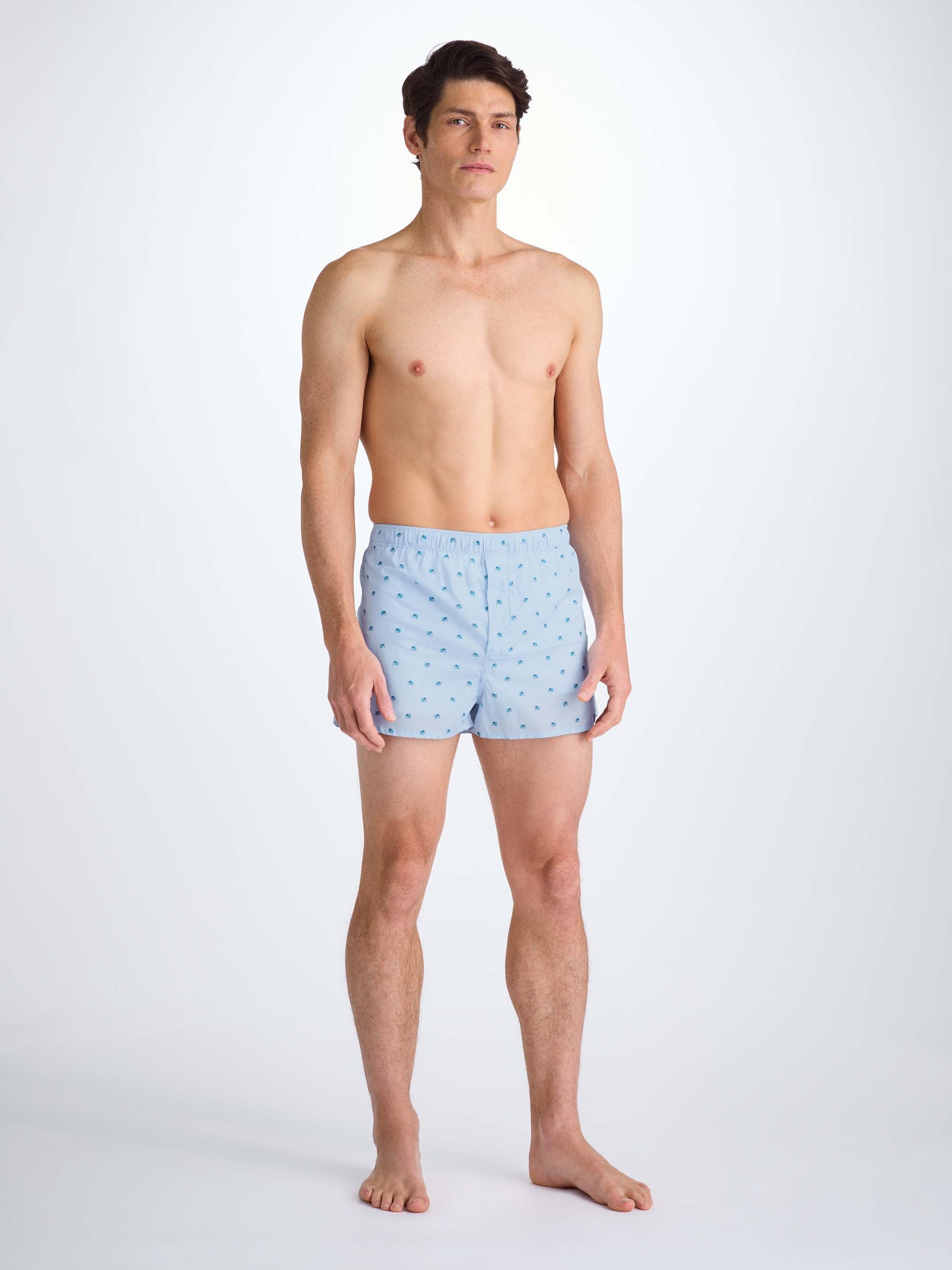 Men's Modern Fit Boxers Cotton Batiste Blue Elephant Print - 4