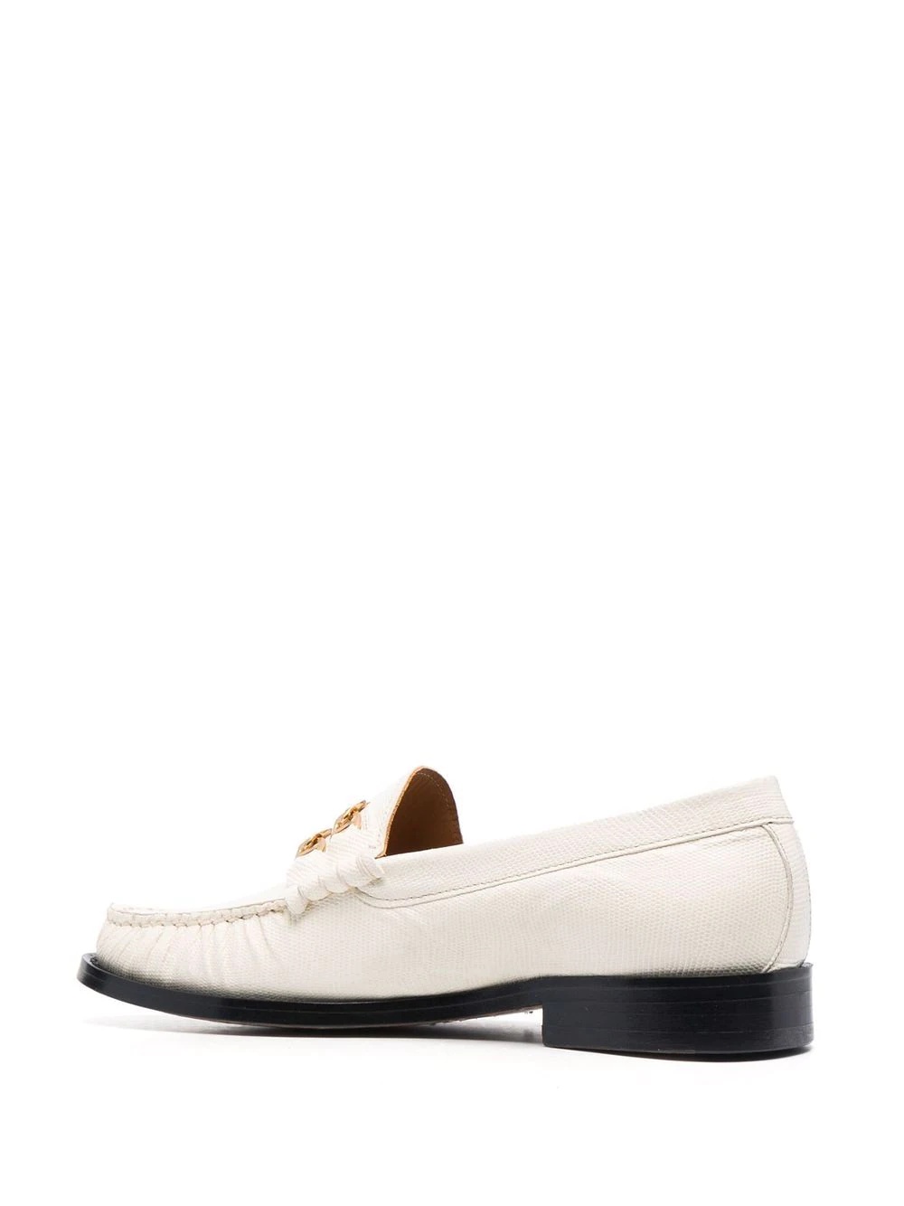 chain-trim leather loafers - 3