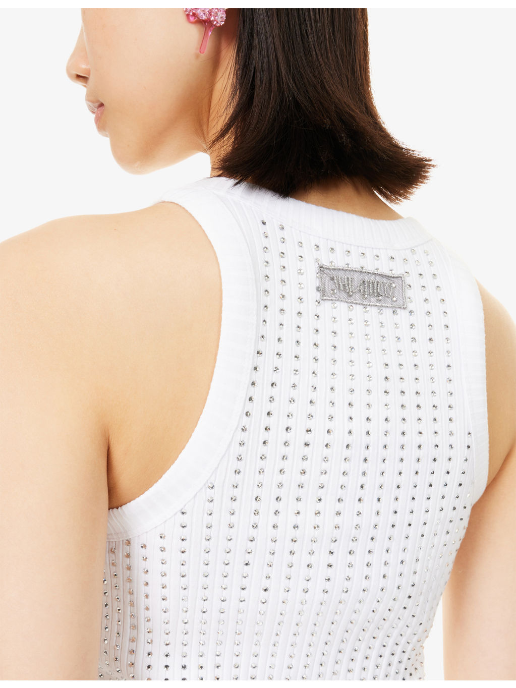 Crystal-Embellished Ribbed Cotton Tank Top - 5