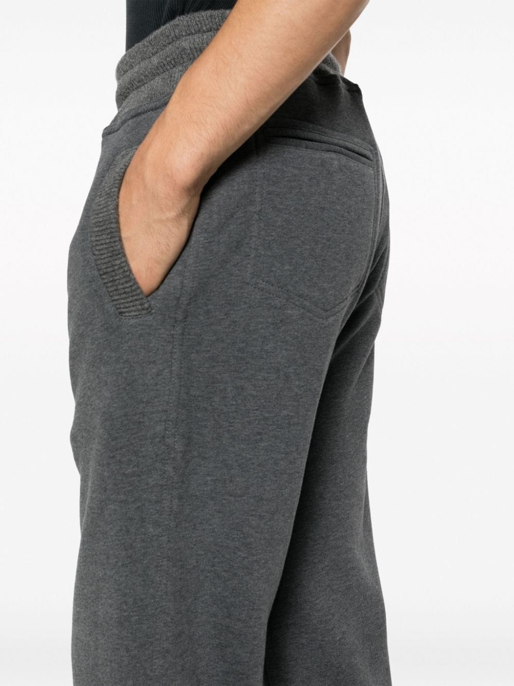 drawstring-waistband mélange-effect trousers - 5