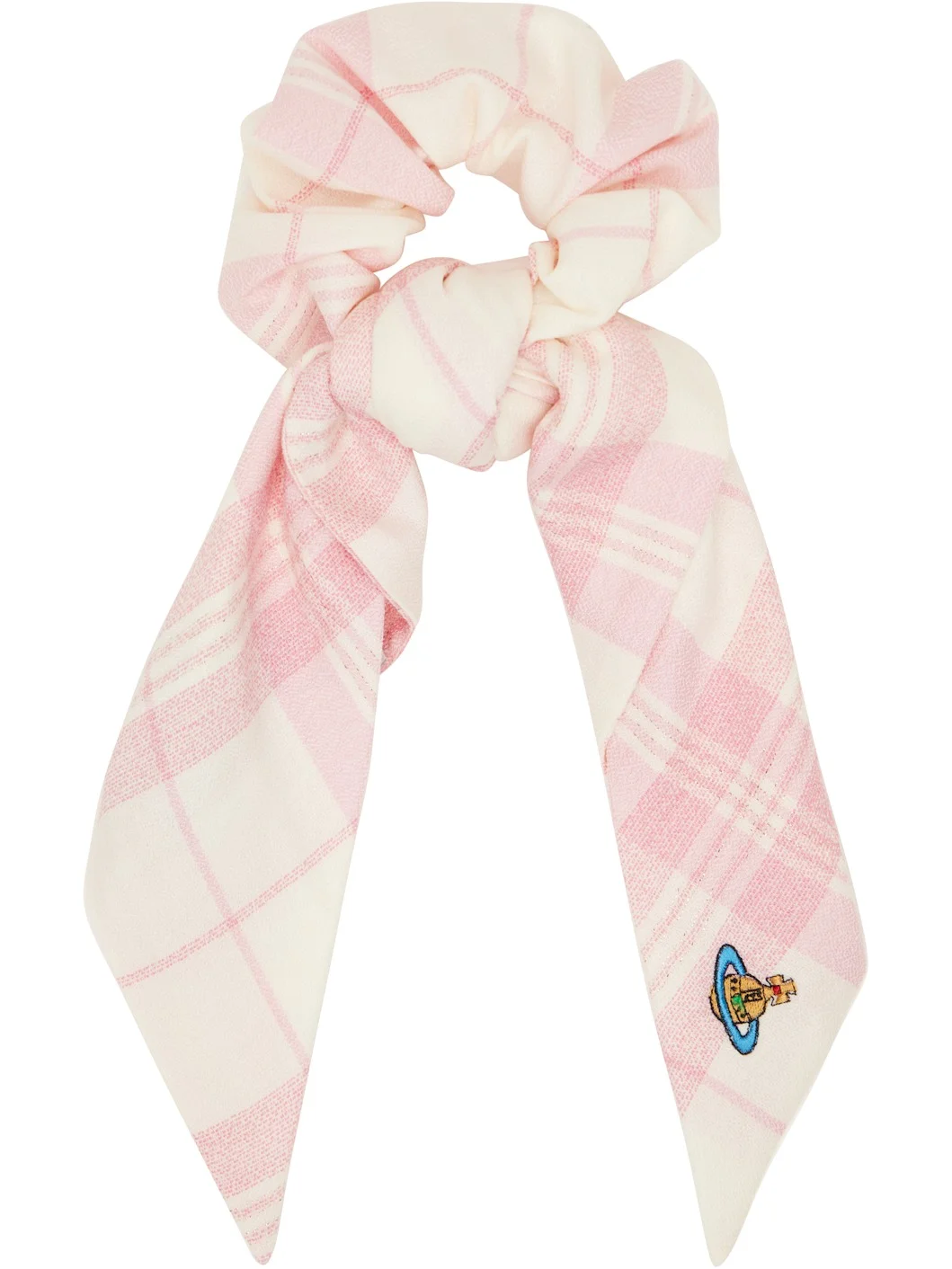Pink Embroidered Large Scrunchie - 1