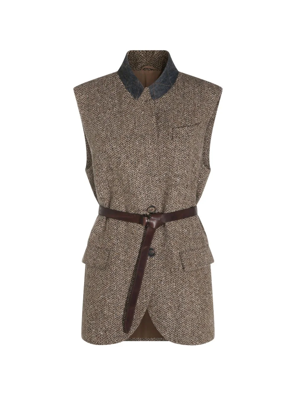 sequin-embellished belted gilet - 1