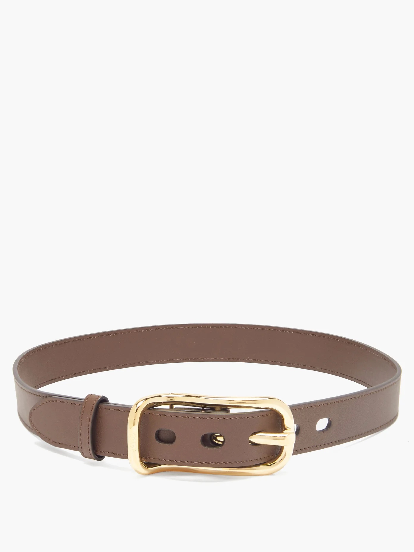 Logo-engraved leather belt - 5