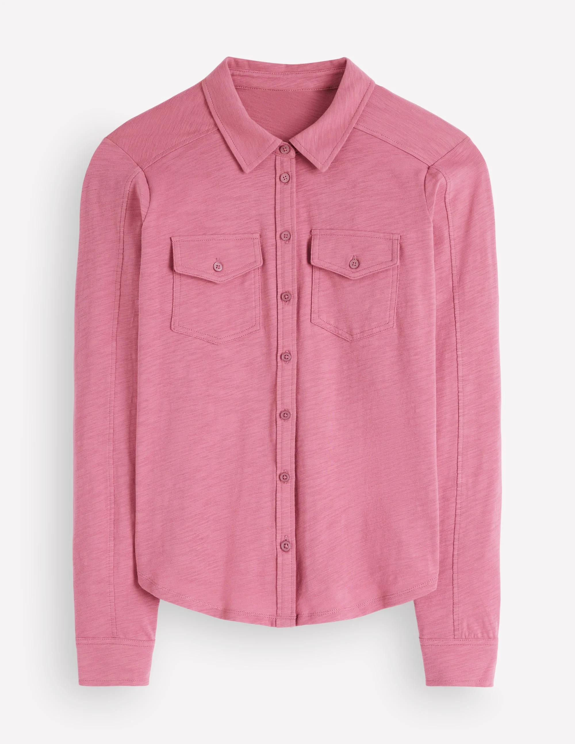 Seam Detail Jersey Shirt-Pink Heather - 1