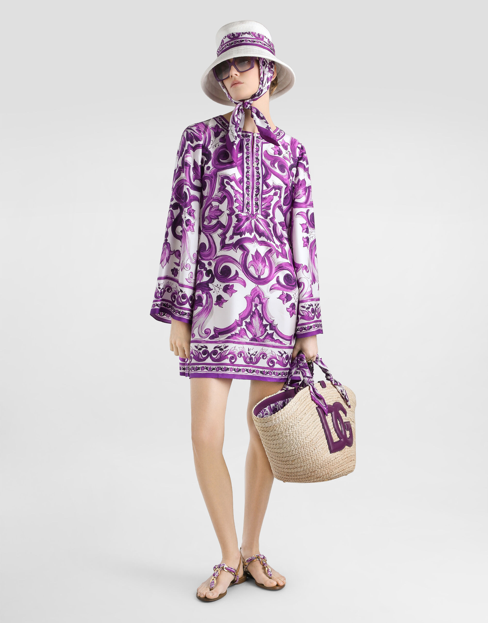 Majolica-print twill dress - 2