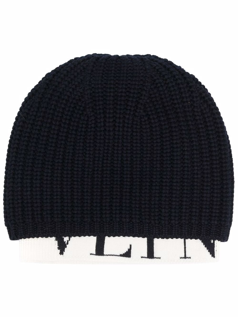 ribbed knit logo-hem beanie - 1