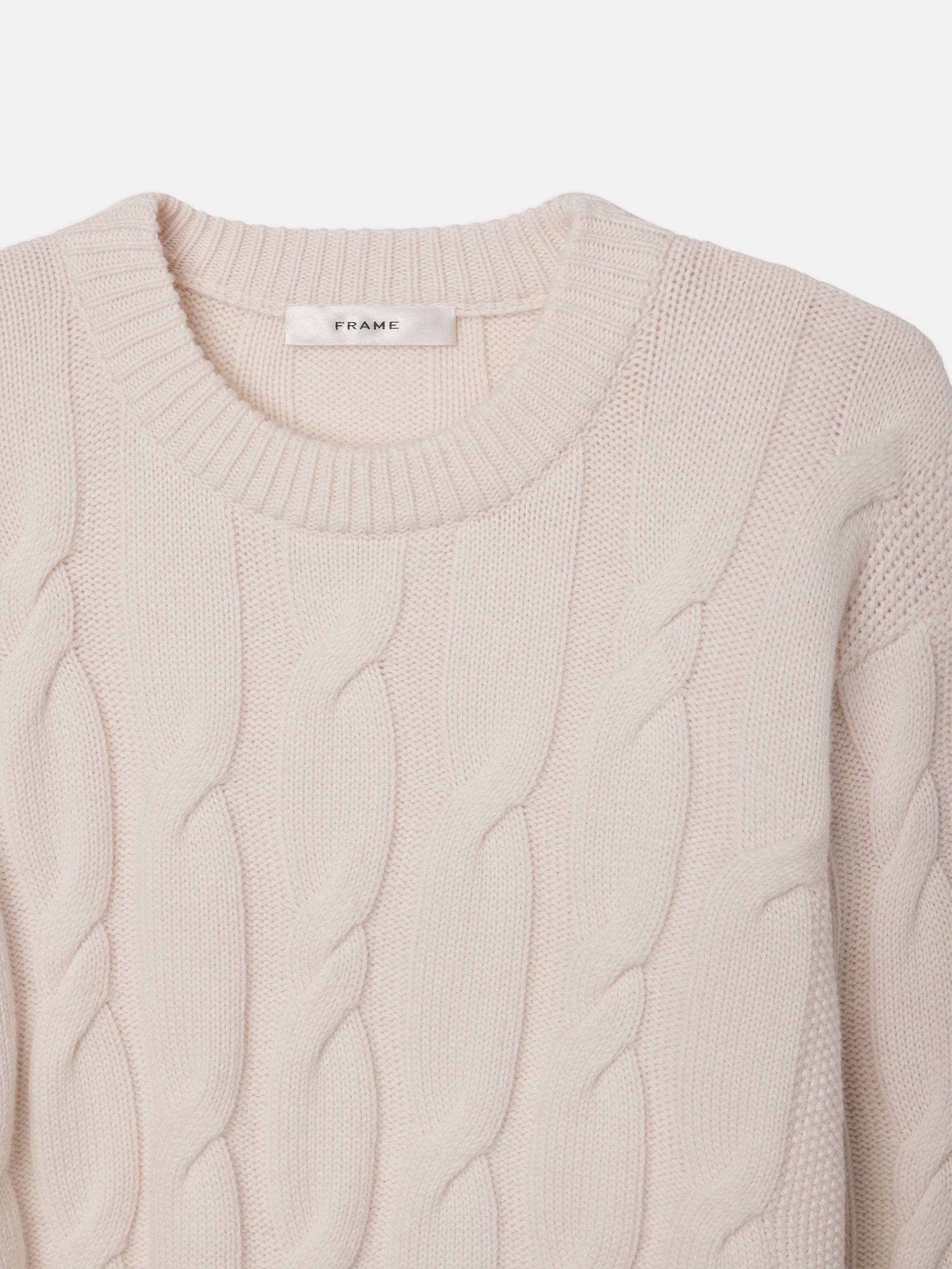 Oversized Cable Knit Sweater in Cream - 3