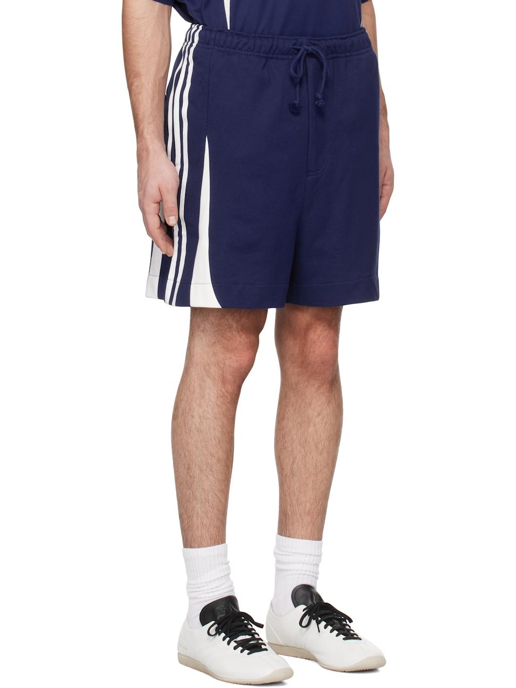 Blue French Terry Cutline Shorts - 2