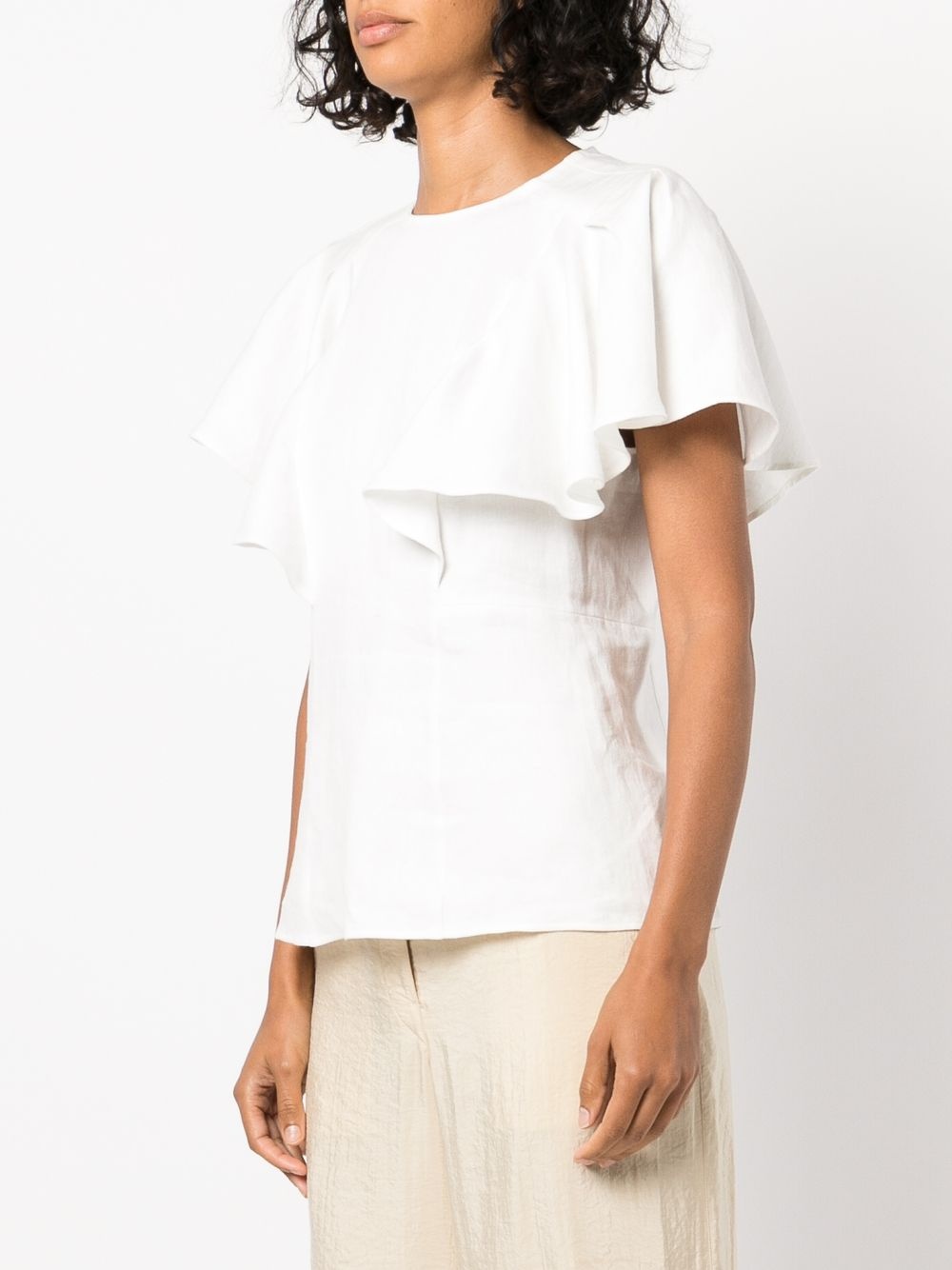 linen flutter sleeve top - 3