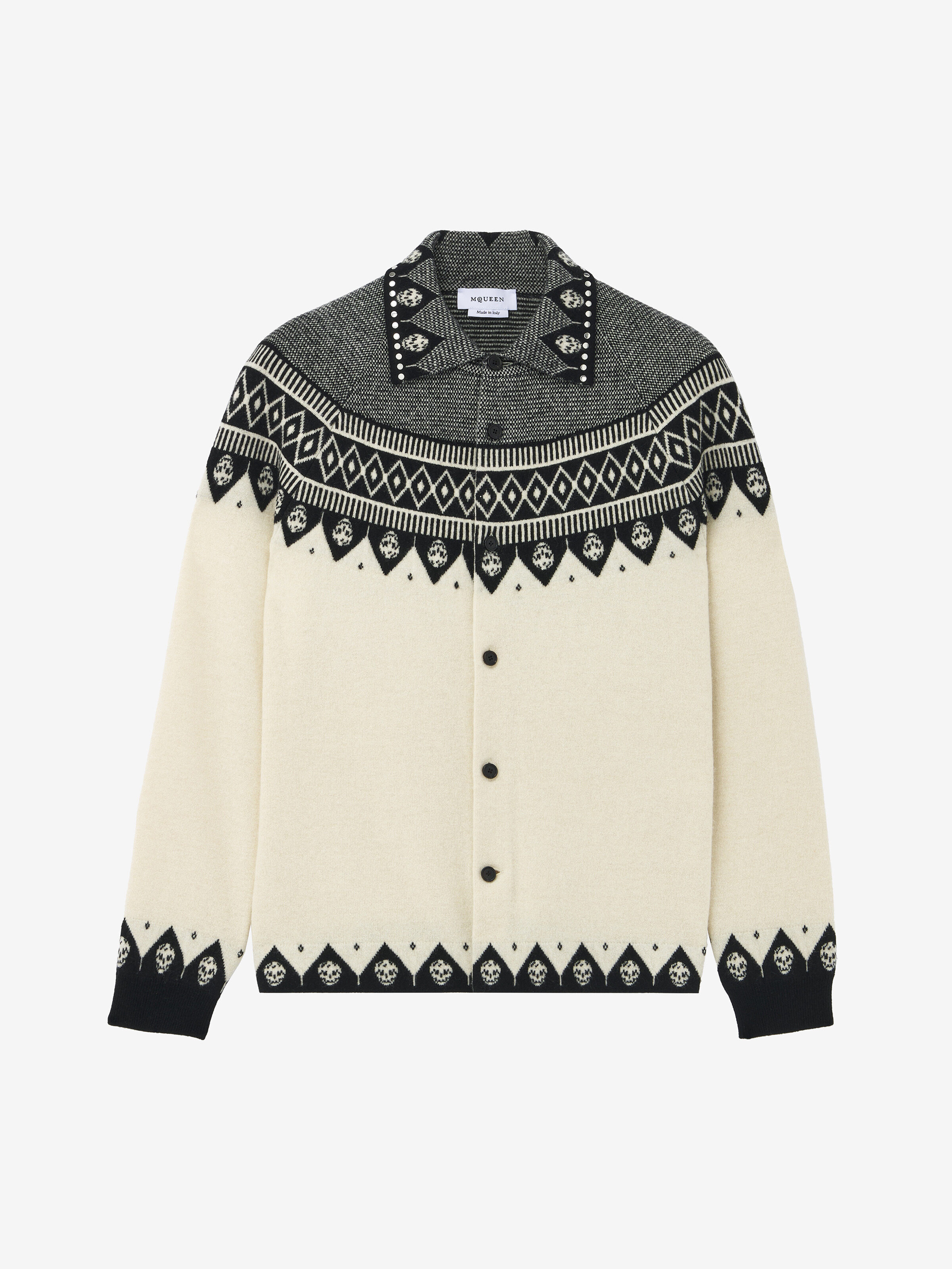 Fair Isle Polo Cardigan - 1