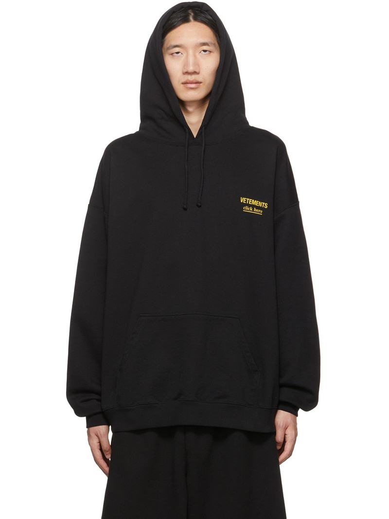 Black 'Vetements Click Here' Hoodie - 1