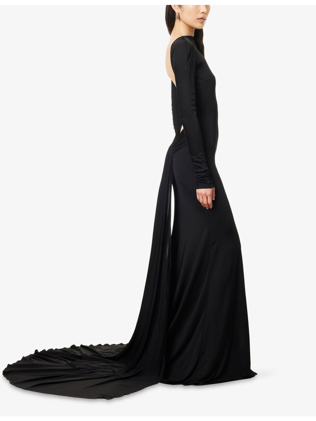 Open-Back Gathered Woven Gown - 3
