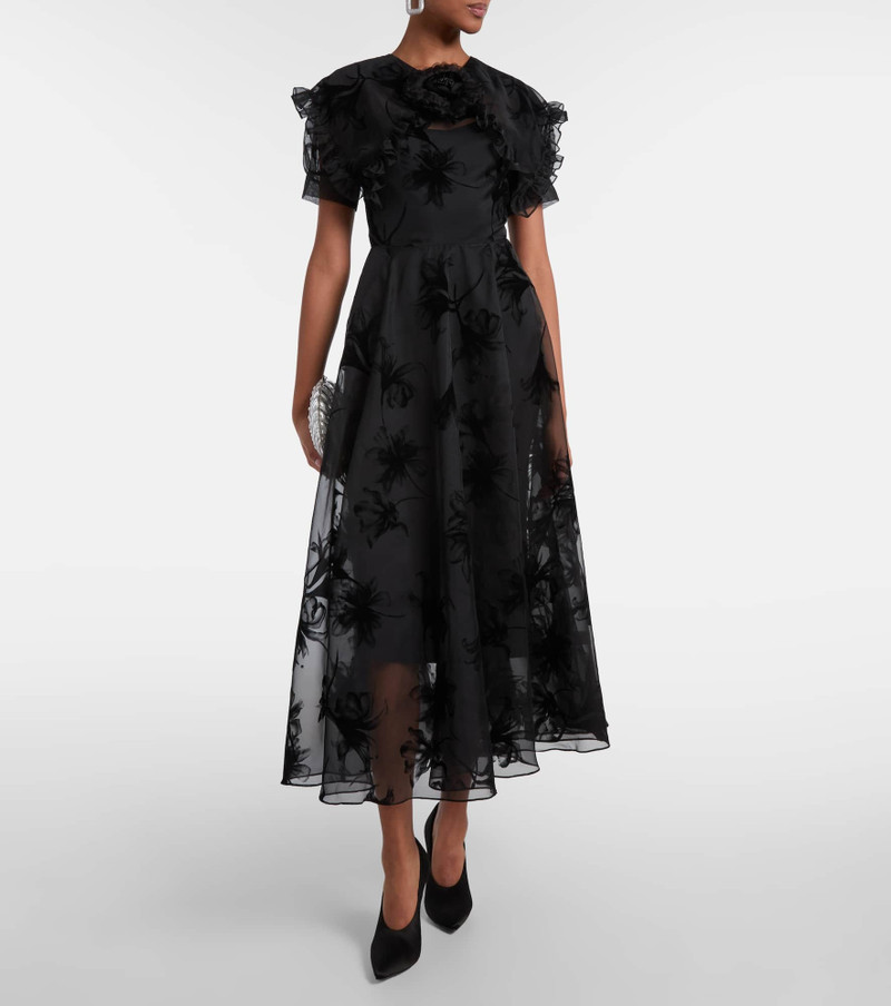 RODARTE Ruffled floral organza midi dress outlook