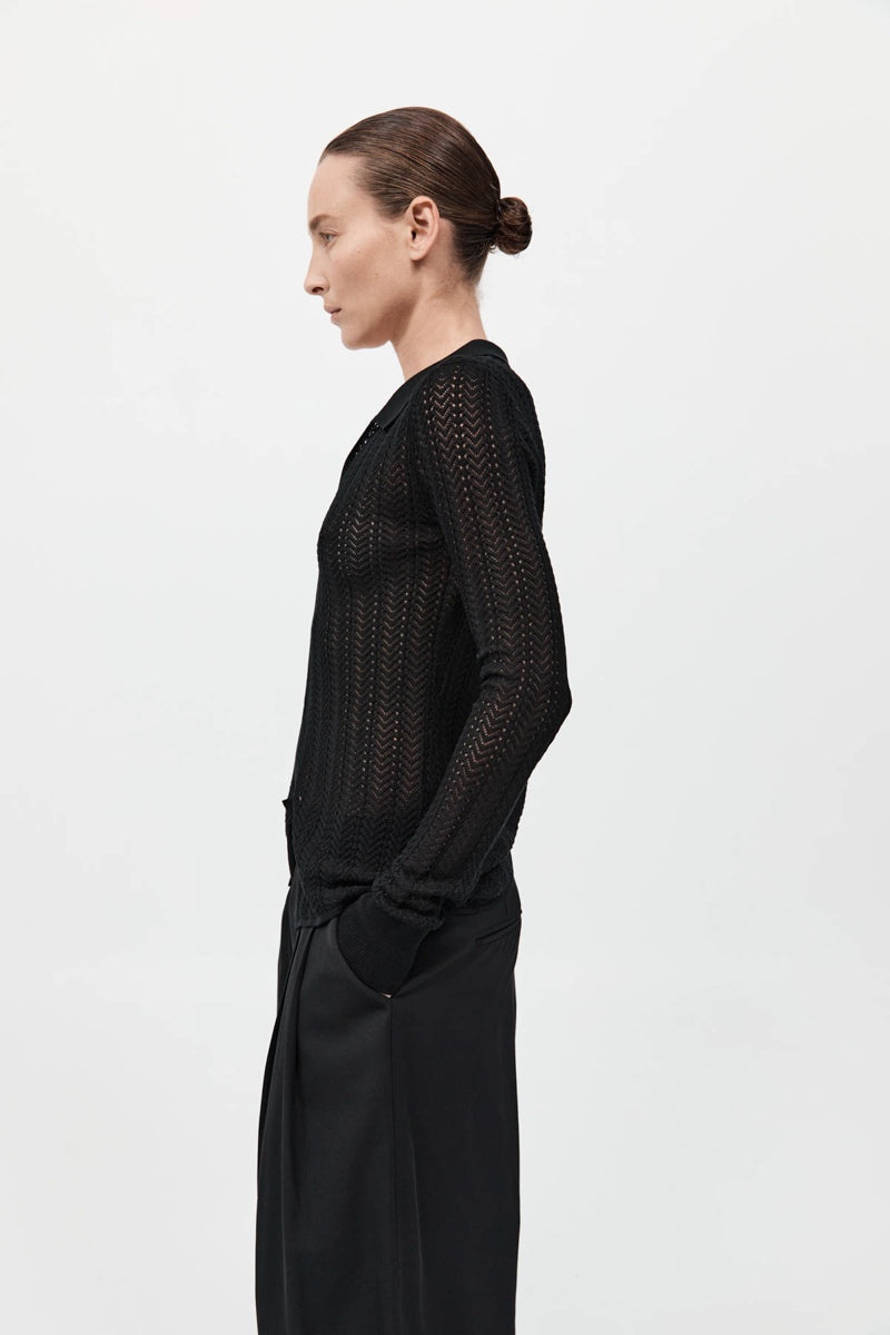 Textured Knit Shirt - Black - 5
